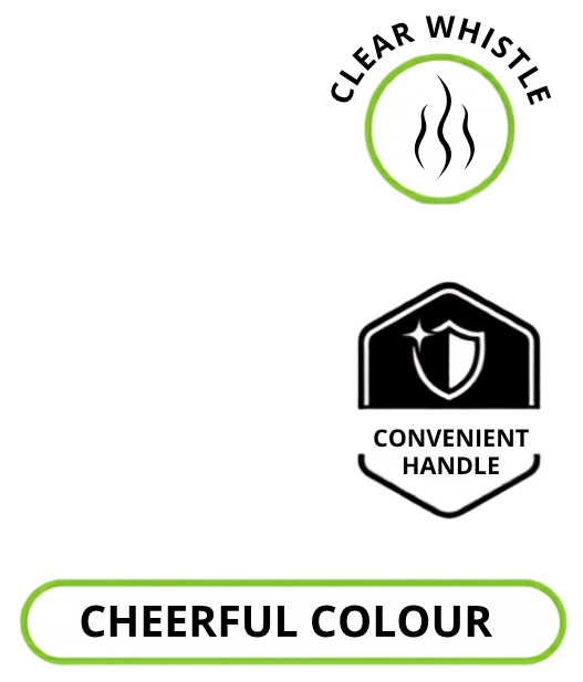 Clear whistle, convenient handle and cheerful colour